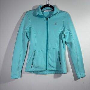 Spyder Core Sweater Fleece Jacket Medium Aqua Full Zip Performance